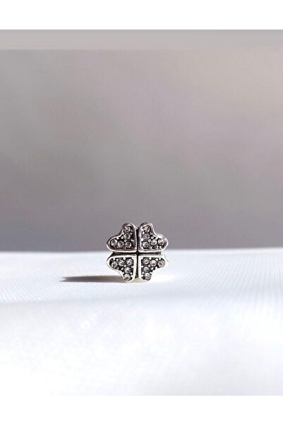 soiestore Dört Yapraklı Kalpli Yonca Zirkon Taşlı Charm