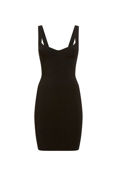 Guess Schwarzes Midi-Damenkleid mit herzförmigem Ausschnitt W2yk0cz2xy0jblk