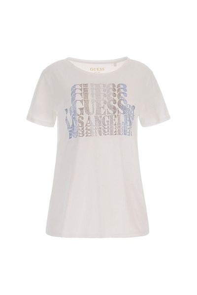 Guess Crew Neck White Women's T-Shirt W3Gı08K9Sn1G011