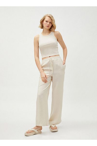 Koton Normal Waist Standard Beige Women's Trousers 3sak40007pw