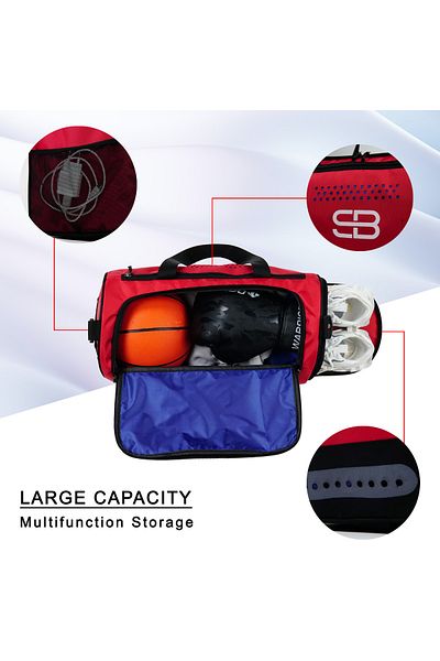 Solo Bag Medium Size Unisex Red Sports Fitness And Travel Bag With Shoe Compartment