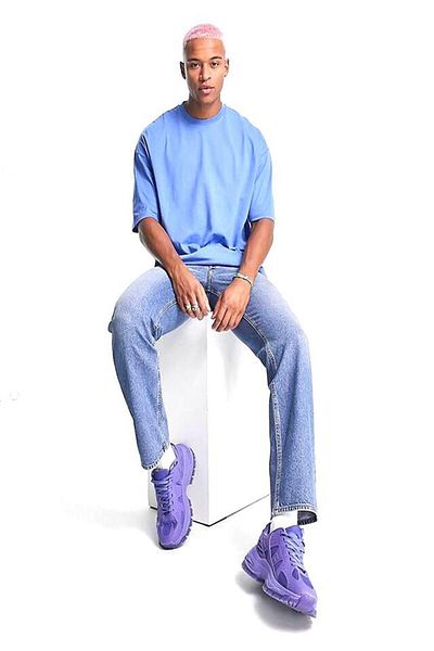 Buğraterzimoda Ανδρικό μπλουζάκι με μπλε-ιντιγκό Oversize Crew Neck 2 τεμαχίων Basic