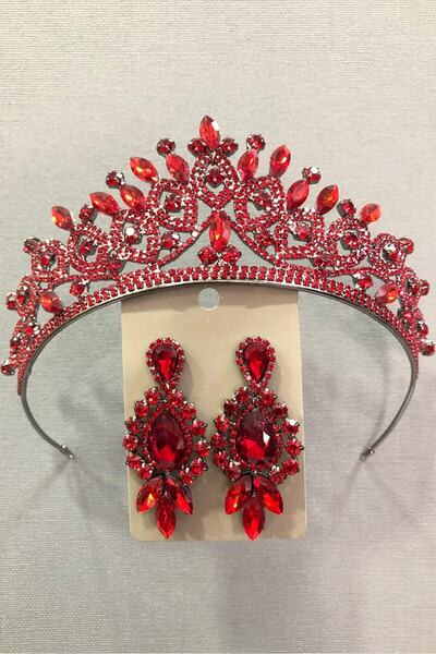 ESPEREST Set de coroană și cercei de mireasă de culoare argintie cu piatră de...