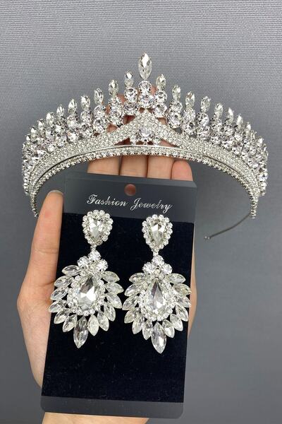 ESPEREST طقم تاج وحلق لحفلات الزفاف من أنتيراس