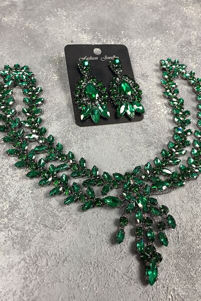 ESPEREST Accesoriu de păr Henna pentru mireasă Green Sultan și cercei cu pietre