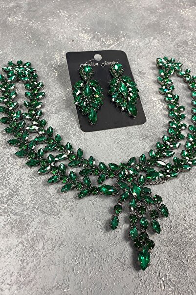 ESPEREST Set de accesorii și cercei pentru păr Henna pentru mireasă Green Sultan