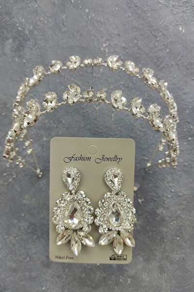 ESPEREST ألفا موديل تاج الزفاف وأقراط حجر المكوك