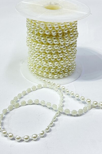 ESPEREST Ανοιχτό λευκό πλαστικό κορδέλα Half Pearl 6 mm 10 Mt
