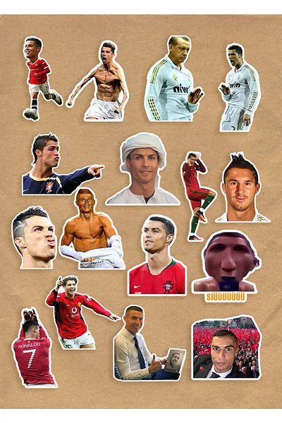 Namgo Cristiano Ronaldo Memes Αστείο σετ 16 αυτοκόλλητων για φορητό υπολογιστή, tablet, κινητό τηλέφωνο, ημερολόγιο, μπουκάλι νερού
