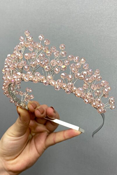 ESPEREST Coroana de mireasa si henna Aren cu margele de cristal pudrat