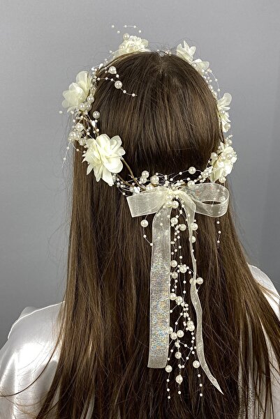ESPEREST تاج وصيفة العروس بتصميم خاص مع زهور ليزر كريمية