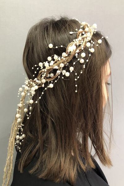 ESPEREST Coroana de paie cu perle albe