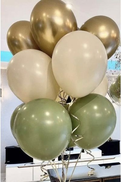 Pink Party Concept Chrome Gold Retro Sea Sand Mold Green Balloon Set