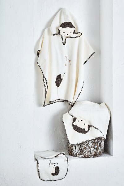 Ecocotton %100 Organik Pamuk Migala Bebek Panço Seti Nakışlı Krem 80*80