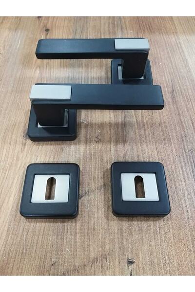 ARON Sofuoğlu Lüx Asude Mat Siyah - Saten Kare Rozetli (ODA) Kapı Kolu Alüminyum / Çelik