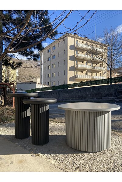 KK DEKORASYON K&k Dekorasyon 3’lü Çıtalı Mantar Sehpa Seti