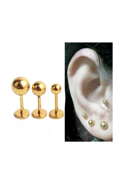 Bylin %100 Cerrahi Çelik Labret Pıercıng Set - 3 Adet