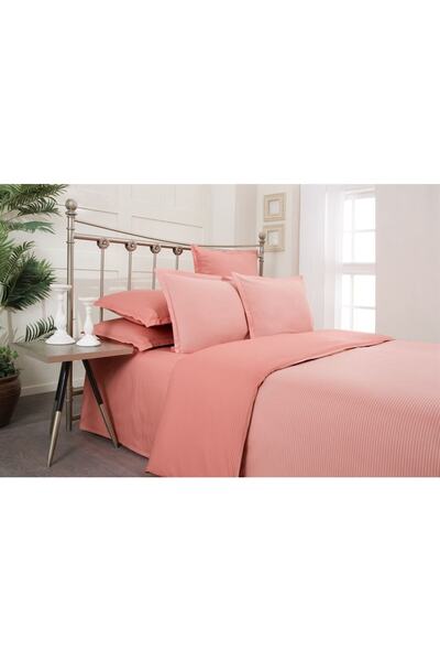 Sarev Solid Fancy Stripe Poplin Nevresim Takımı King Size V3