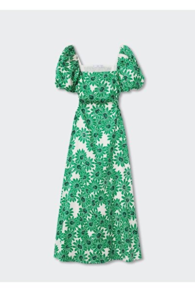MANGO Woman Çiçekli Pamuklu Elbise