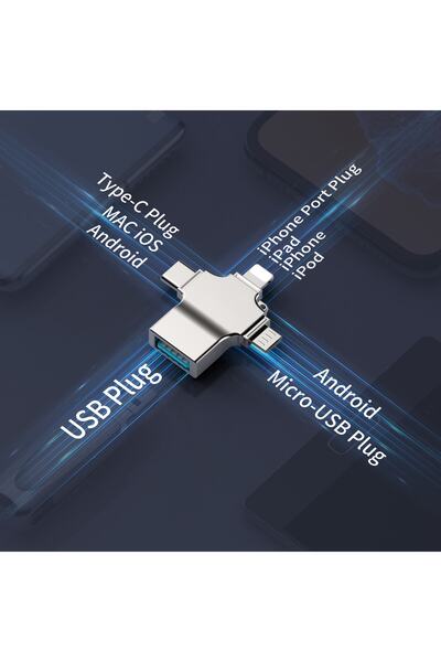 Genel Markalar Fxn-04 Lightning - Type-c - Micro To Usb 3.0 Bellek Okuyucu Adaptör
