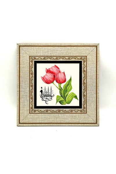 Sadrazam Tablou cu cadru MDF imprimat lalele Istanbul 20cmx20 cm Krt-069