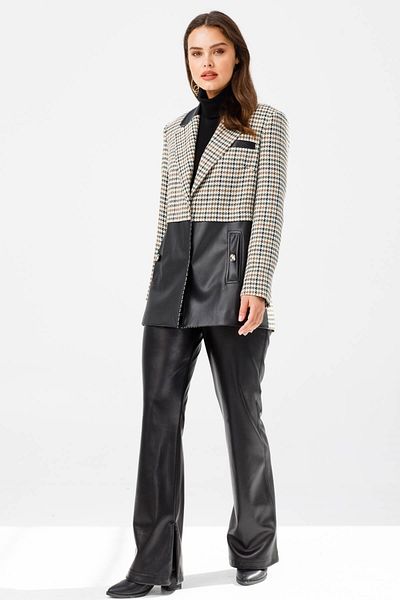 Moda İlgi Modailgi Mono Collar Δερμάτινο Λεπτομερές Μπουφάν Κανέλα