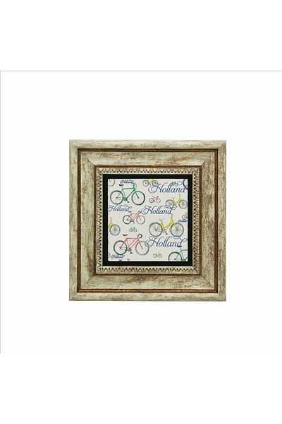 BAKSEPETE Dutch Bicycle Image Printed Natural Stone Painting 20cmx20cm krg-032