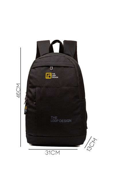 LOOP DESIGN Unisex Μαύρο σακίδιο πλάτης, αθλητική τσάντα (46×31×13 cm)