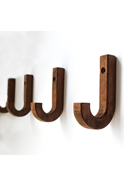 merbiles Ahşap 4 Lü Kanca Askılık Modern Iskandinav Stili Duvara Monte Portma...