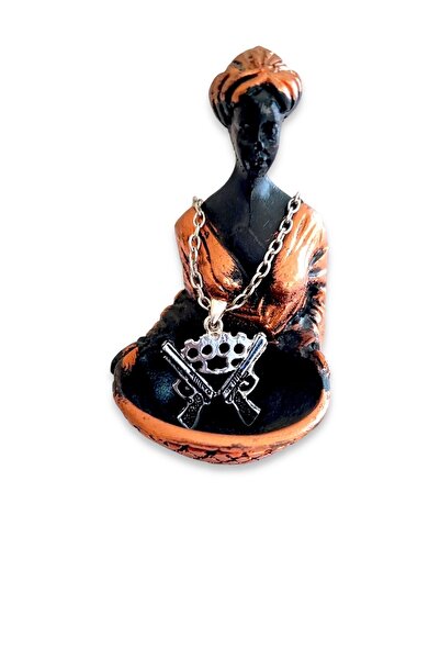 YÖRÜK TASARIM Chrome Desert Eagle Musta Chain Steel Necklace