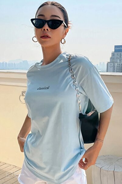 Hunors Sportswear & Company Dark Unisex Baby Blue Classical Printed Oversize ...