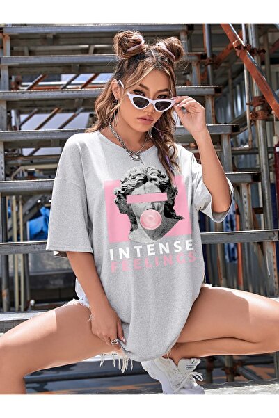 Machetta Plus Size Intense Feelings Printed Unisex Oversize T-shirt - Women's Oversize T-Shirt