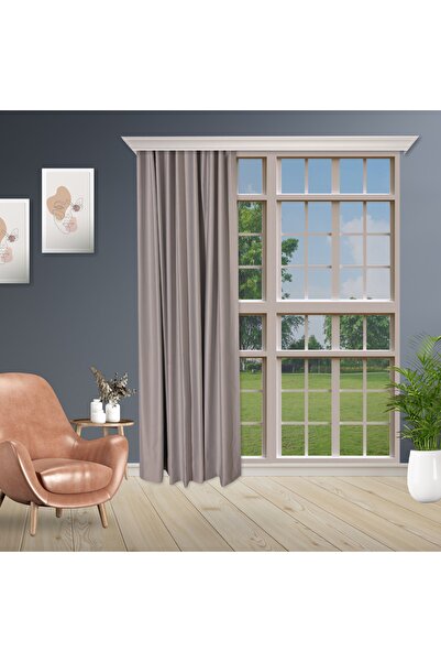 perhal perde ve halı Gri Black Out Karartma Projeksiyon Yatak Odası Pilesiz T...