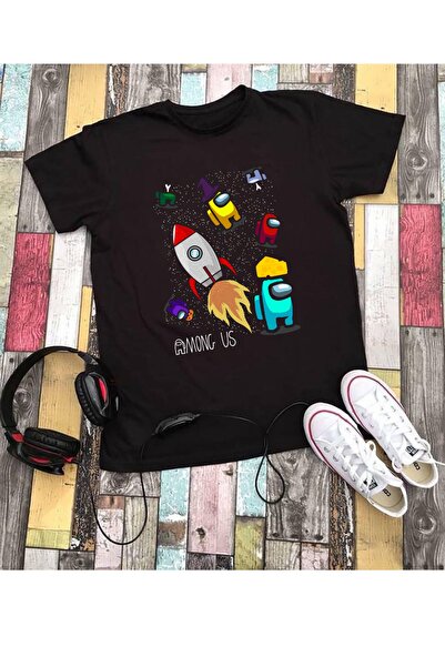 RYO FASHİON Tricou negru cu mânecă scurtă pentru copii, unisex, imprimat Amon...