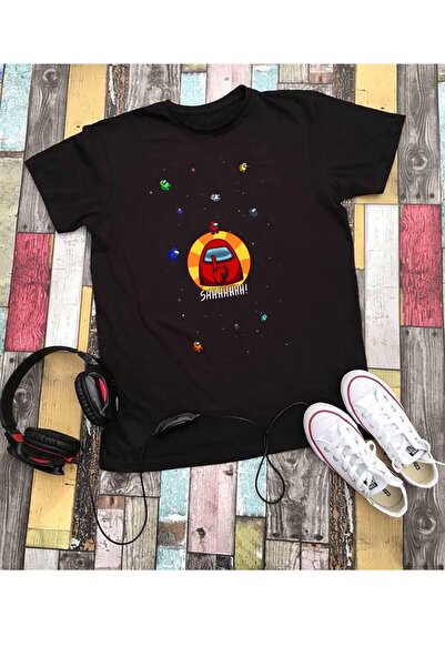 RYO FASHİON Tricou negru cu mânecă scurtă pentru copii, unisex, imprimat Amon...