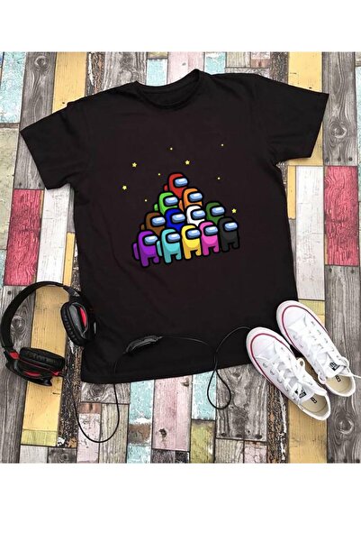 RYO FASHİON Tricou negru cu mânecă scurtă pentru copii, unisex, imprimat Amon...