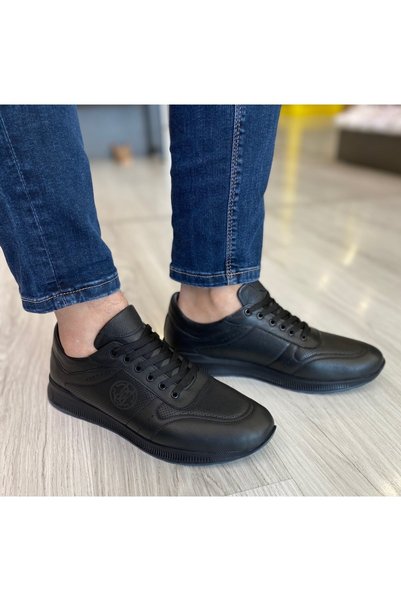 rekorsport Sneaker Inner Outer Genuine Leather Black Daily Walking Shoes