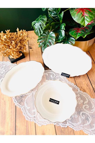 CASA DE BELLA Gold Modern 3 Piece Boat And Salad Bowl