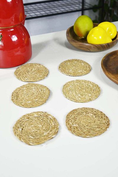 SepetçiBaba Wicker Round Under Cup 10 Cm 6 Pieces