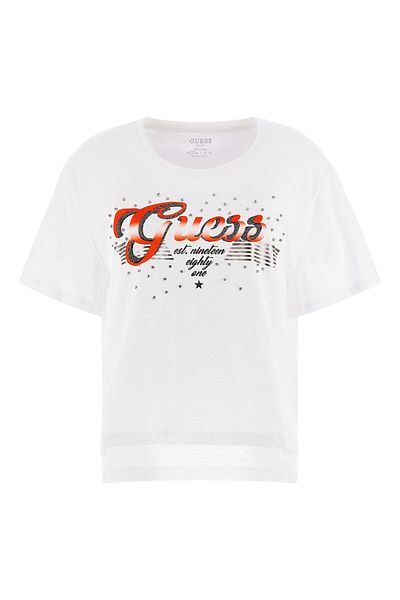 Guess Crew Neck White Women's T-shirt W3gı33kb3p0g011