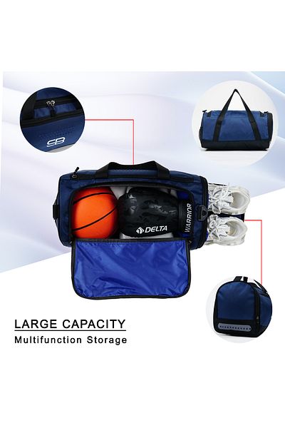 Solo Bag Geantă de fitness și călătorie sport unisex albastru bleumarin de mărime medie cu compartiment pentru pantofi