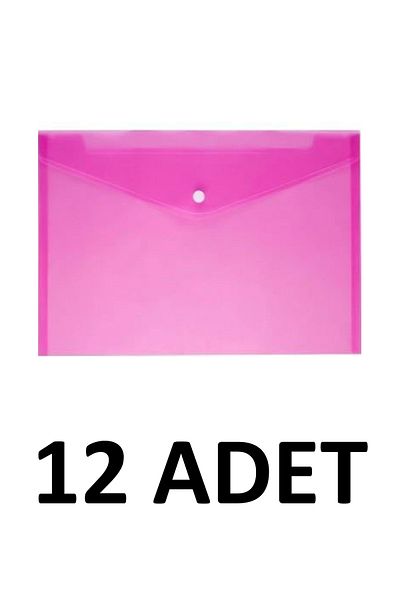 Noki 12 Pieces Transparent A4 Snap Fastener File Envelope File Pink