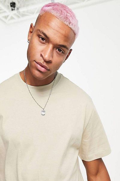 Buğraterzimoda Ανδρικό μπλουζάκι με καφέ-μπεζ Oversize Crew Neck 2 τεμαχίων Basic