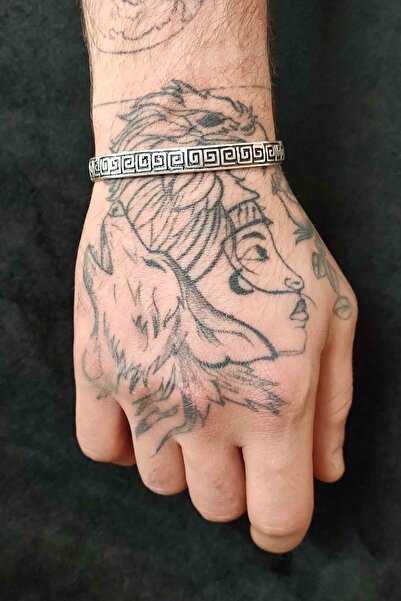 TREND COLLECTİON Antik Desen Gümüş Kaplama Geçmeli Ayarlanabilir Bileklik