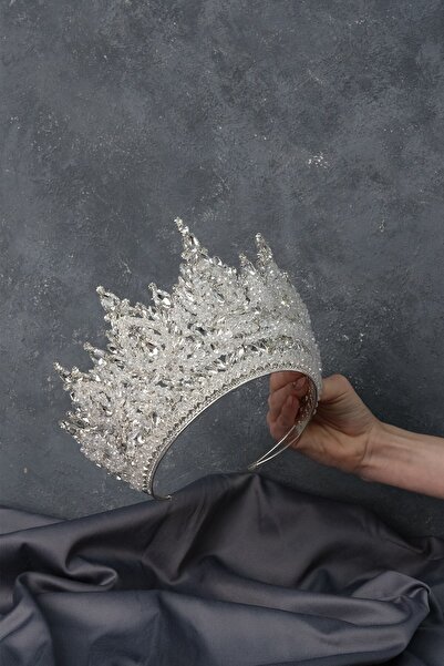 ESPEREST Coroană de mireasă cu henna, argintie, cu mărgele de înaltă densitat...