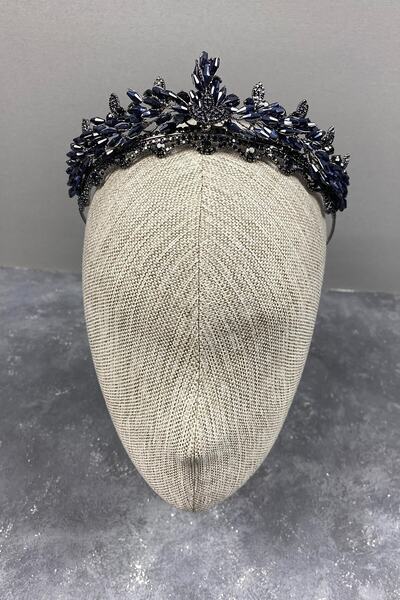 ESPEREST Coroană de mireasă Henna cu mărgele Lena Crystal albastru bleumarin