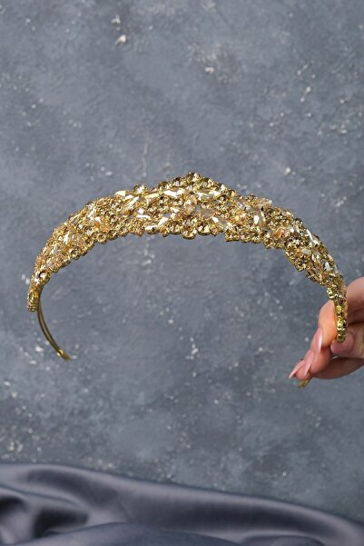 ESPEREST Honey Color Ela Band Model Bridal Crown Hair Accessory