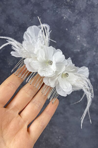 ESPEREST Accesoriu pentru agrafă de păr cu pene de struț și flori