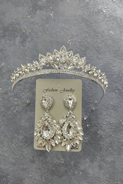 ESPEREST Coroană de mireasă Leyn Model și Cercei cu piatră Drop Shuttle