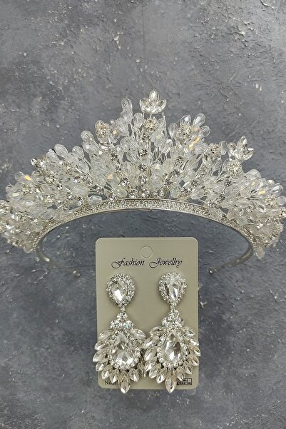 ESPEREST Model de primăvară Coroana de mireasă și cercei cu piatră Drop Shuttle